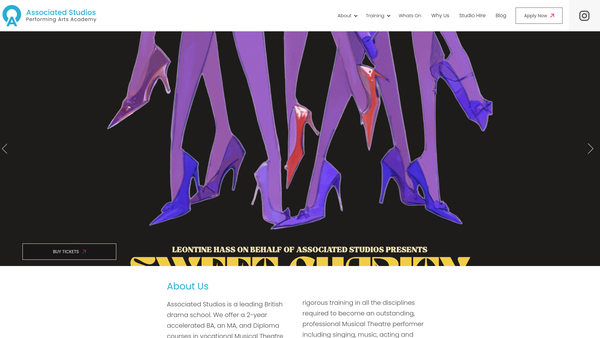 Screenshot of the Associated Studios website