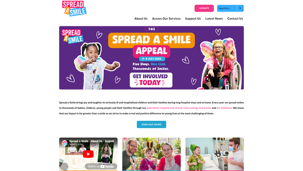 Screenshot of the Spread A Smile website
