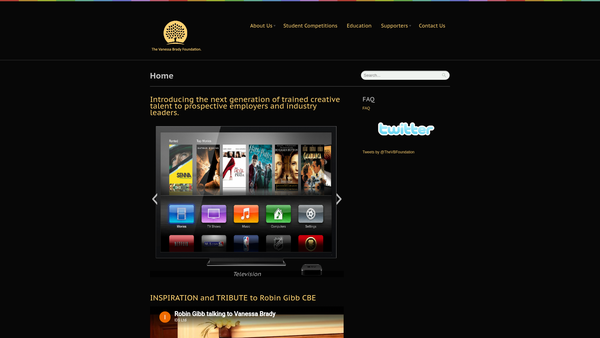 Screenshot of the Vanessa Brady Foundation website