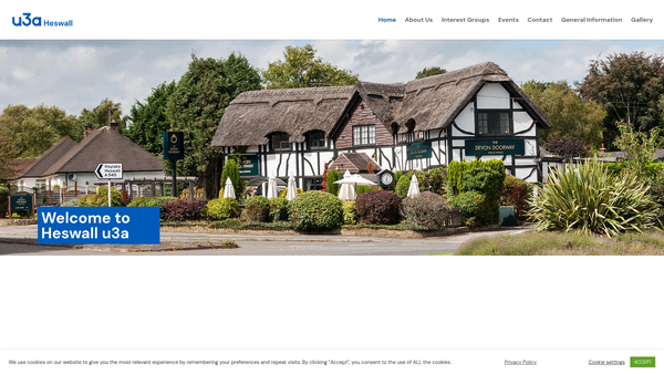 Screenshot of the Heswall U3A website