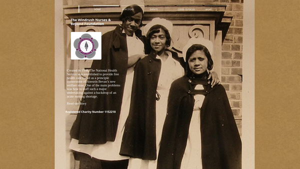 Screenshot of the Windrush Nurses & Beyond Foundation website