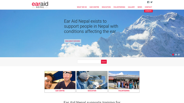 Screenshot of the Ear Aid Nepal website