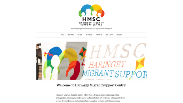 Screenshot of the Haringey Migrant Support Centre website