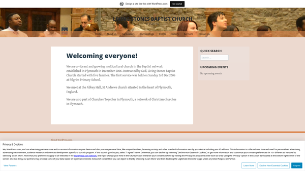 Screenshot of the Living Stones Baptist Church website