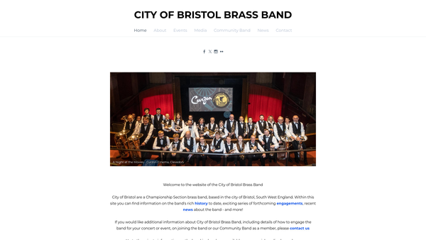 Screenshot of the City Of Bristol Brass Band website