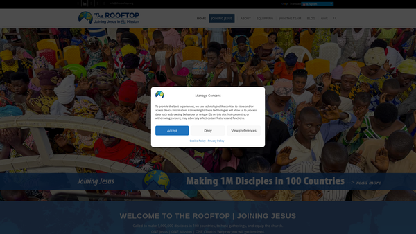 Screenshot of the The Rooftop Ministries website