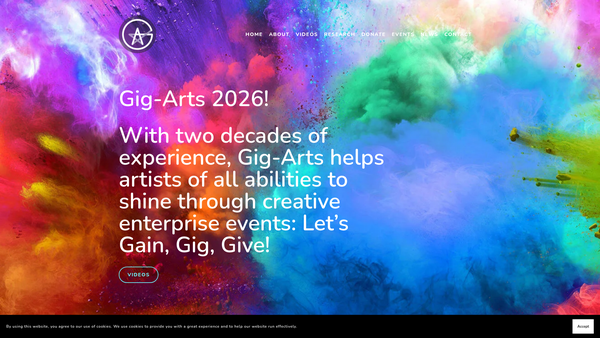 Screenshot of the Gig-Arts website