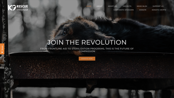 Screenshot of the K9 Rescue website