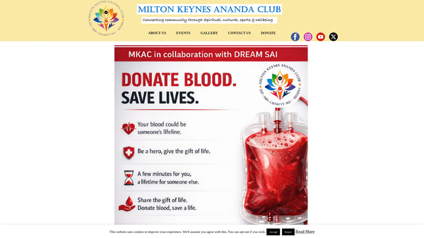 Screenshot of the Milton Keynes Ananda Club website