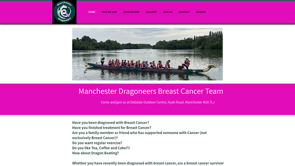 Screenshot of the Paddlers For Life Manchester website