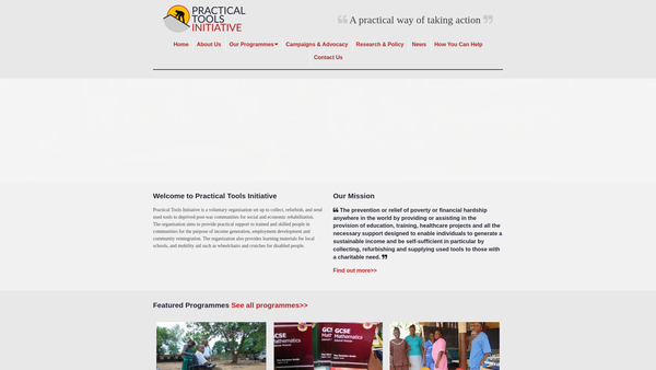 Screenshot of the Practical Tools Initiative Limited website