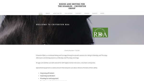 Screenshot of the Riding & Driving For The Disabled - Chiverton Group website
