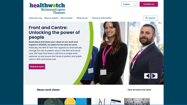 Screenshot of the Healthwatch Richmond website