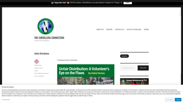 Screenshot of the The Cordillera Connection website