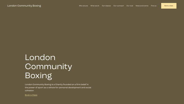 Screenshot of the London Community Boxing Limited website