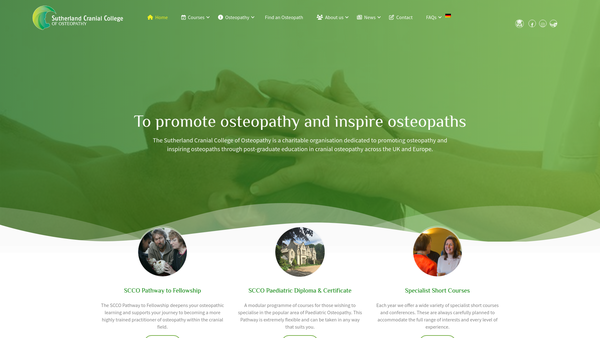 Screenshot of the The Sutherland Cranial College Of Osteopathy Limited website