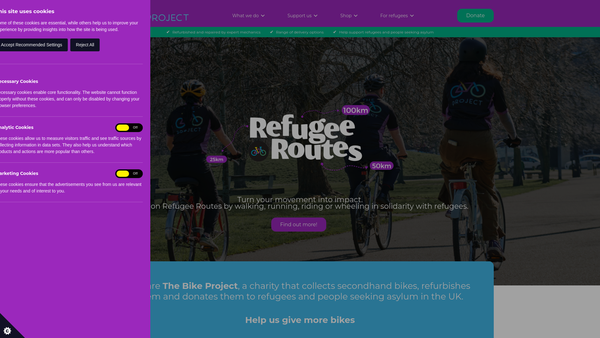 Screenshot of the The Bike Project website
