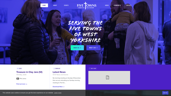 Screenshot of the Five Towns Christian Fellowship website