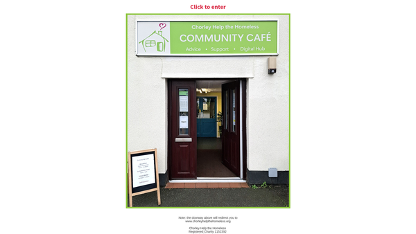 Screenshot of the Chorley Help The Homeless website