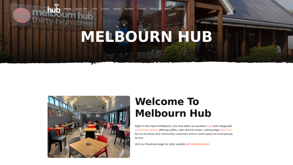Screenshot of the Melbourn Community Hub Management Group website
