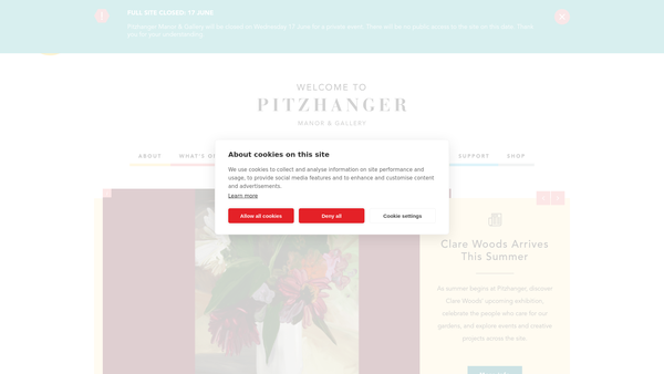 Screenshot of the Pitzhanger Manor & Gallery Trust website