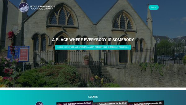 Screenshot of the Bethel Trowbridge Apostolic Church website