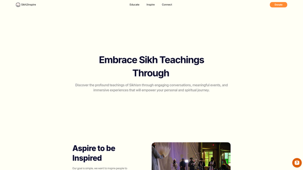 Screenshot of the Sikh 2 Inspire website
