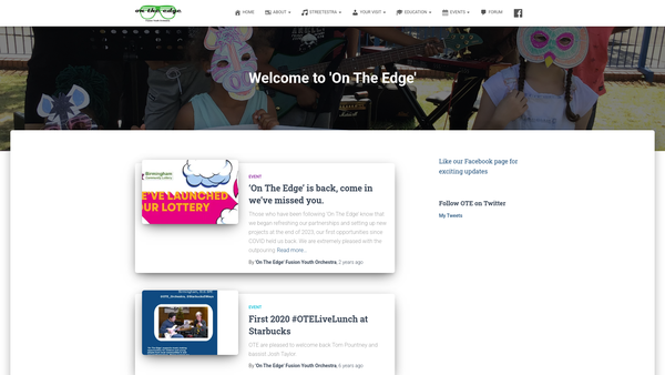 Screenshot of the 'On The Edge' Fusion Youth Orchestra website