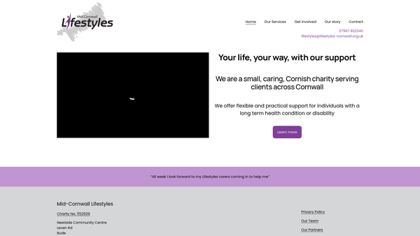 Screenshot of the Mid Cornwall Lifestyles website
