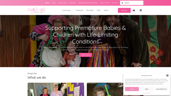 Screenshot of the Emily's Star website
