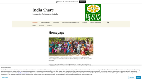 Screenshot of the India Share website