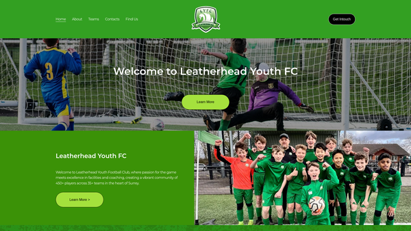 Screenshot of the Leatherhead Youth Football Club website