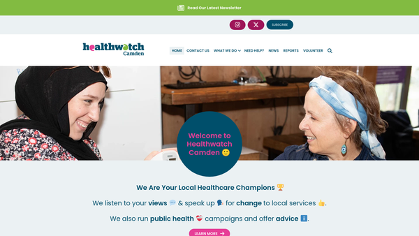 Screenshot of the Healthwatch Camden website