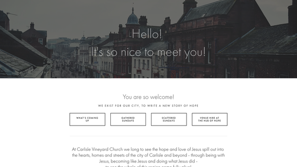 Screenshot of the Carlisle Vineyard Church website