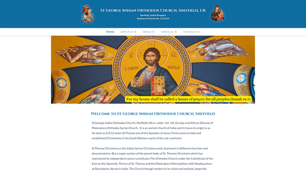 Screenshot of the Sheffield St.george Indian Orthodox Church website