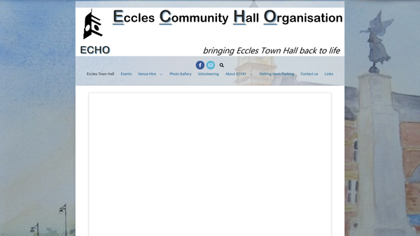 Screenshot of the Eccles Community Hall Organisation (Echo) website