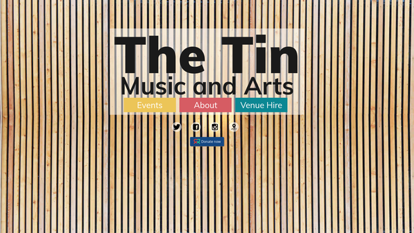 Screenshot of the The Tin Music And Arts website