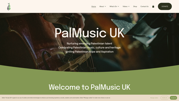 Screenshot of the Friends Of The Edward Said National Conservatory Of Music UK website