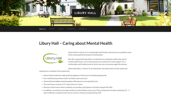 Screenshot of the Libury Hall website