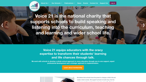 Screenshot of the Voice 21 website