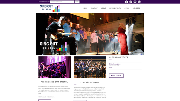Screenshot of the Sing Out Bristol website