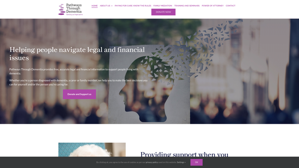 Screenshot of the Pathways Through Dementia website