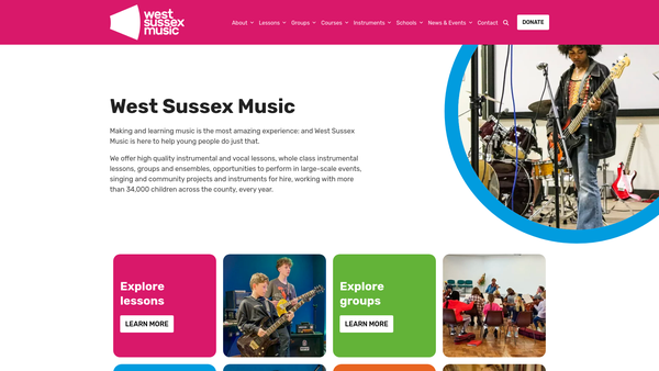 Screenshot of the West Sussex Music Trust website