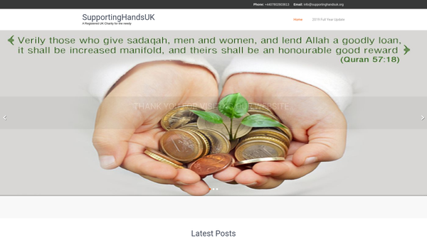 Screenshot of the Supporting Hands (UK) website