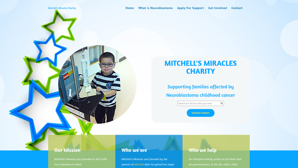 Screenshot of the Mitchell's Miracles website