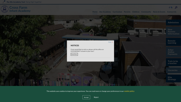 Screenshot of the Cross Farm PTA website