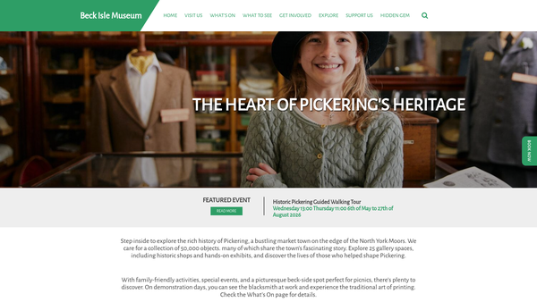 Screenshot of the The Pickering Beck Isle Museum Of Rural Life website