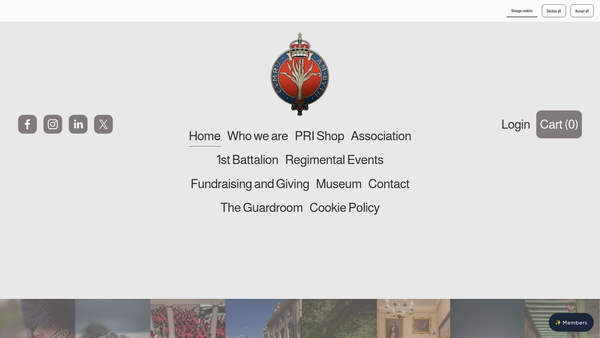 Screenshot of the Welsh Guards Charity website