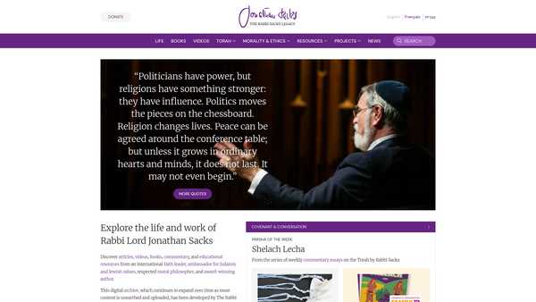 Screenshot of the Rabbi Sacks Legacy Trust website