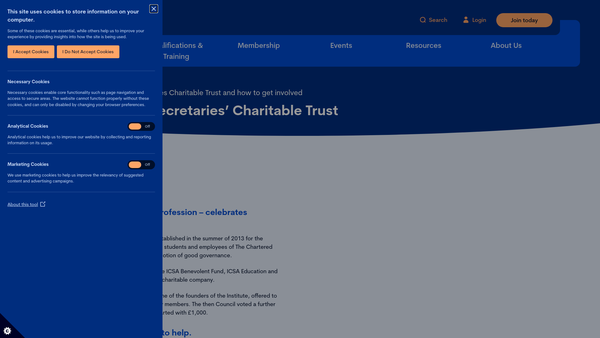 Screenshot of the The Chartered Secretaries' Charitable Trust website
